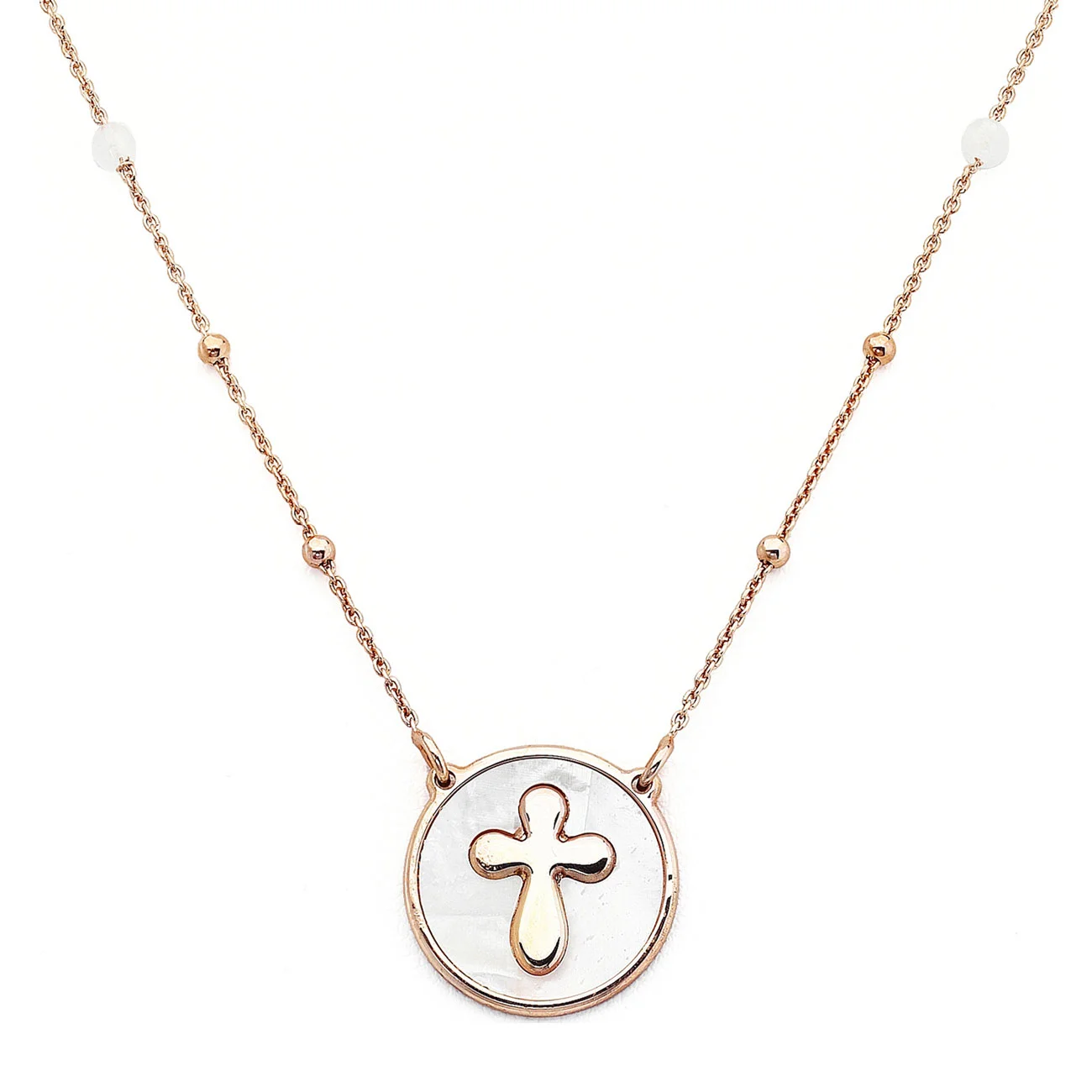 Necklace Cross. Sterling silver 925 and mother of pearl. AMEN