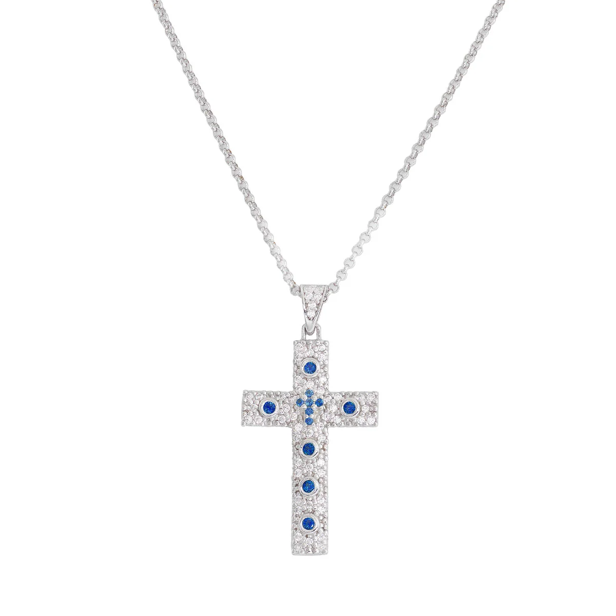 Necklace Cross. Sterling silver 925 and zirconite.  AMEN