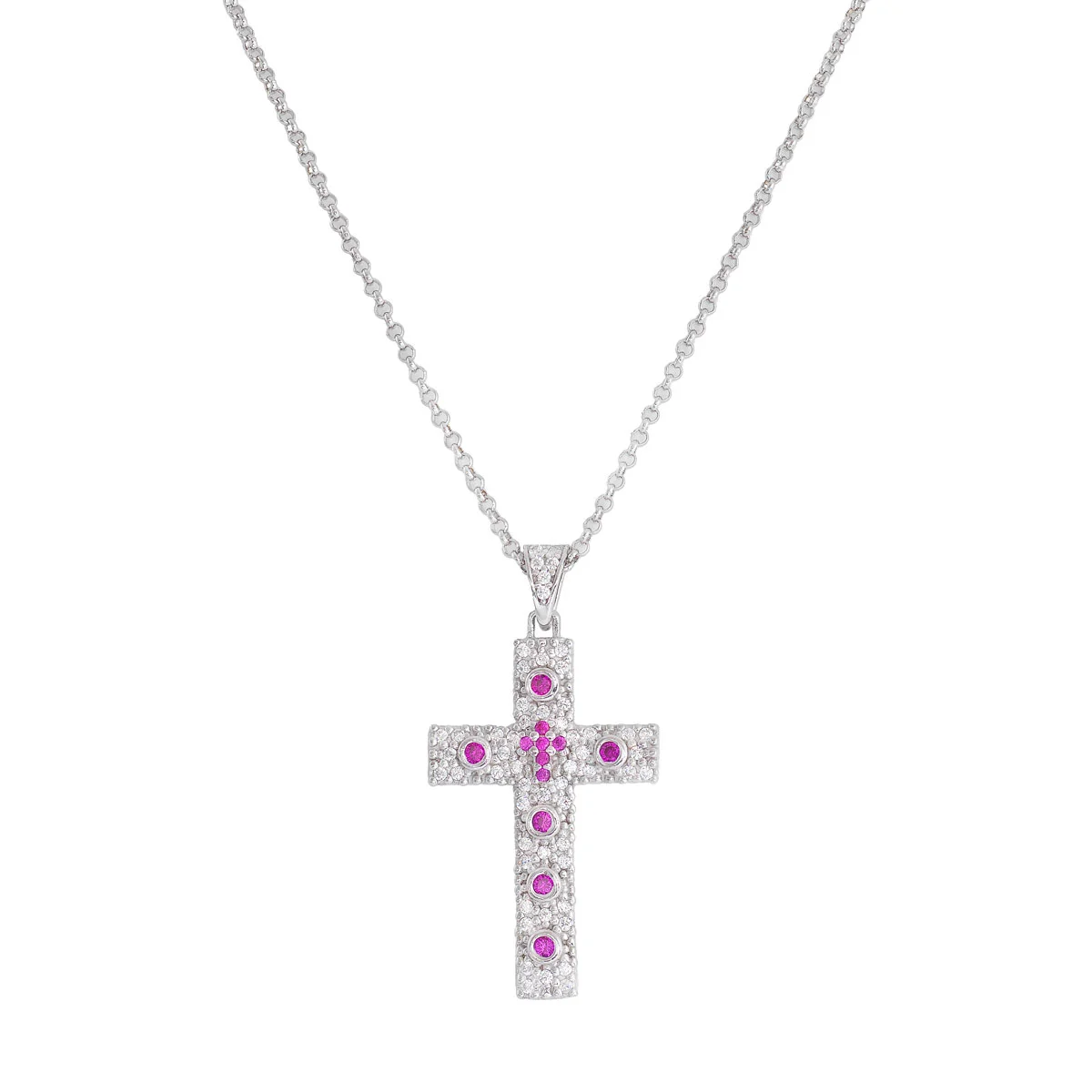 Necklace Cross. Sterling silver 925 and zirconite.  AMEN