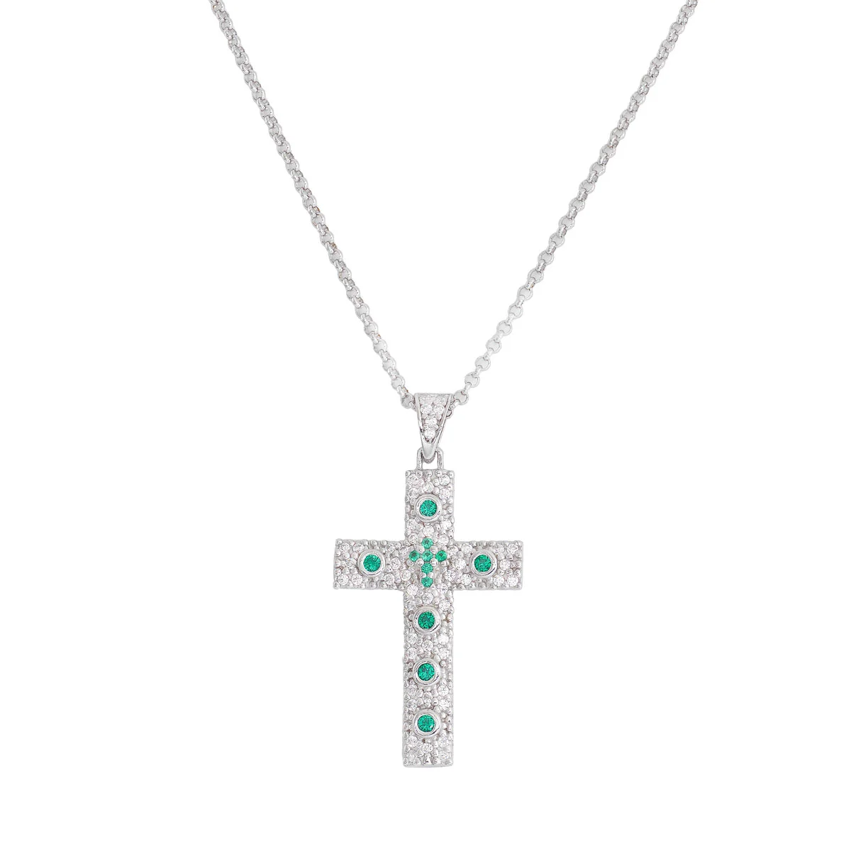 Necklace Cross. Sterling silver 925 and zirconite.  AMEN