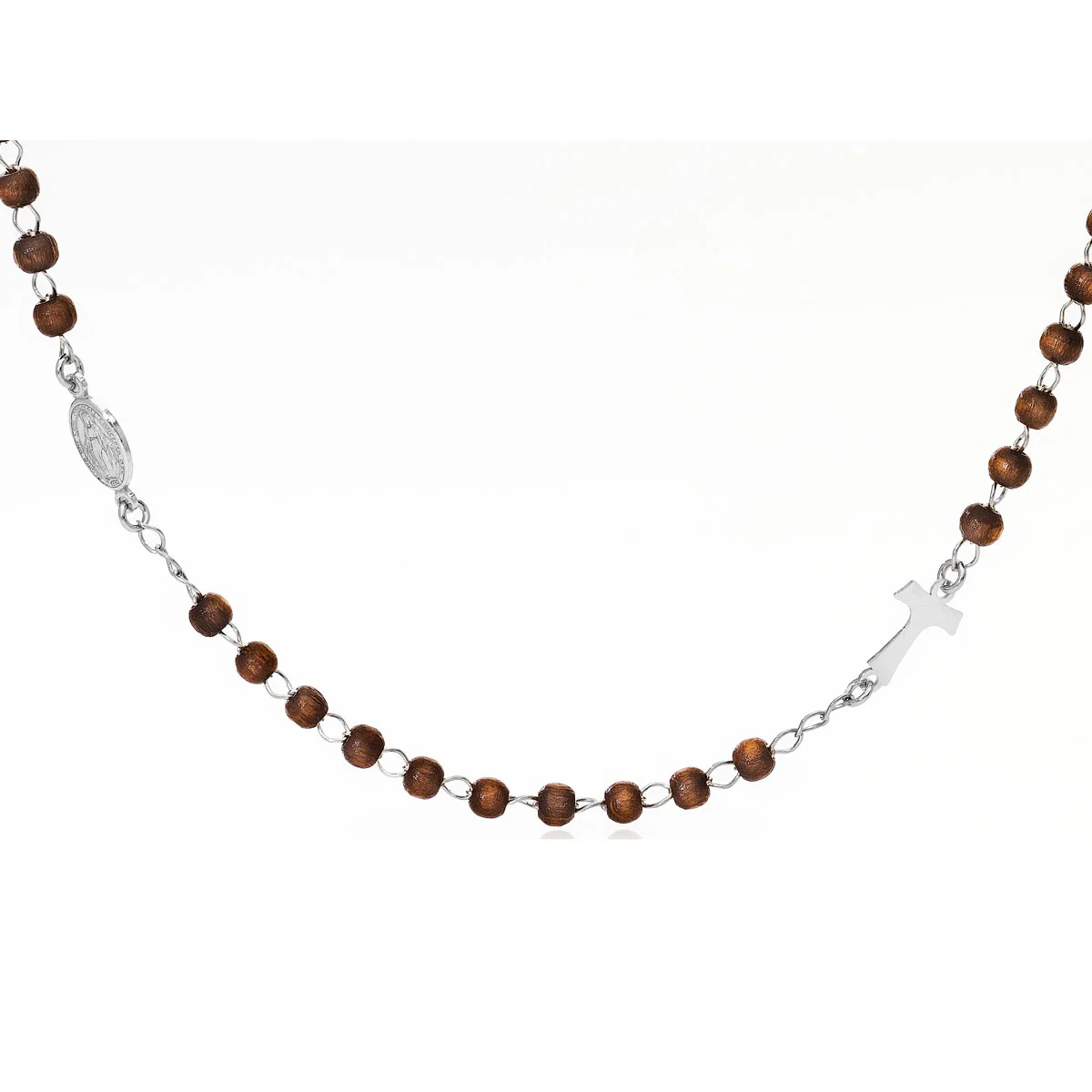 'Our Lady of the Miracle and Tau Cross' choker. Sterling silver 925. AMEN