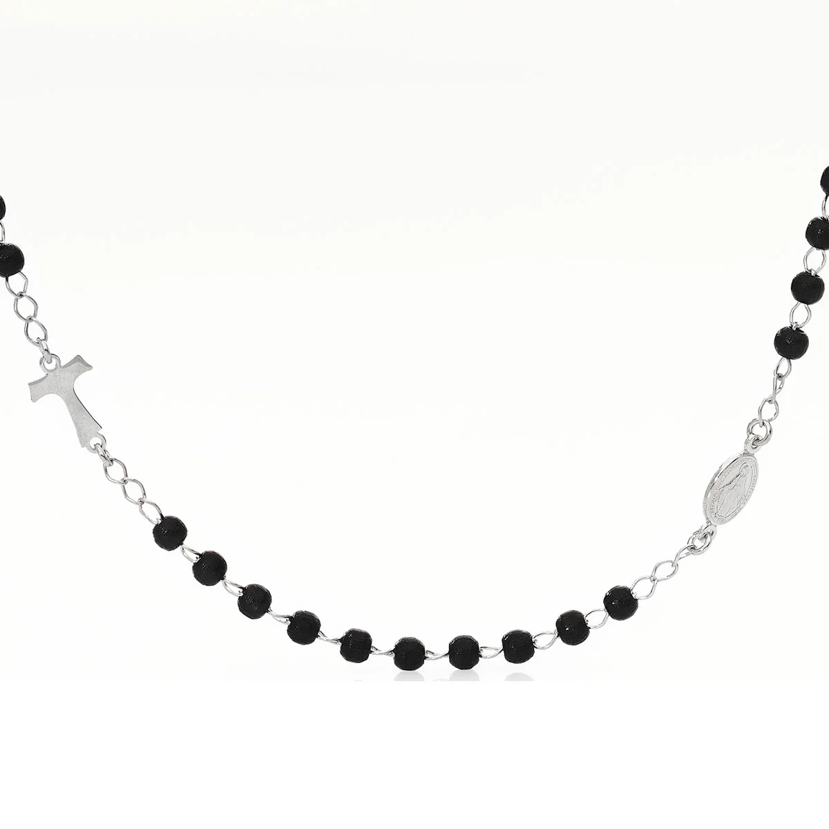 Necklace ‘Our Lady of the Miracle and Tau cross’. Sterling silver 925. AMEN