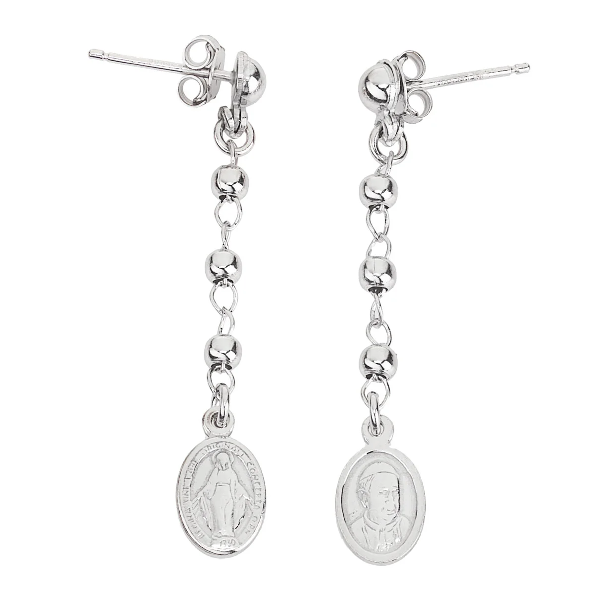 Earrings of Our Lady of the Miracle and Francis Pope. Sterling silver 925. AMEN