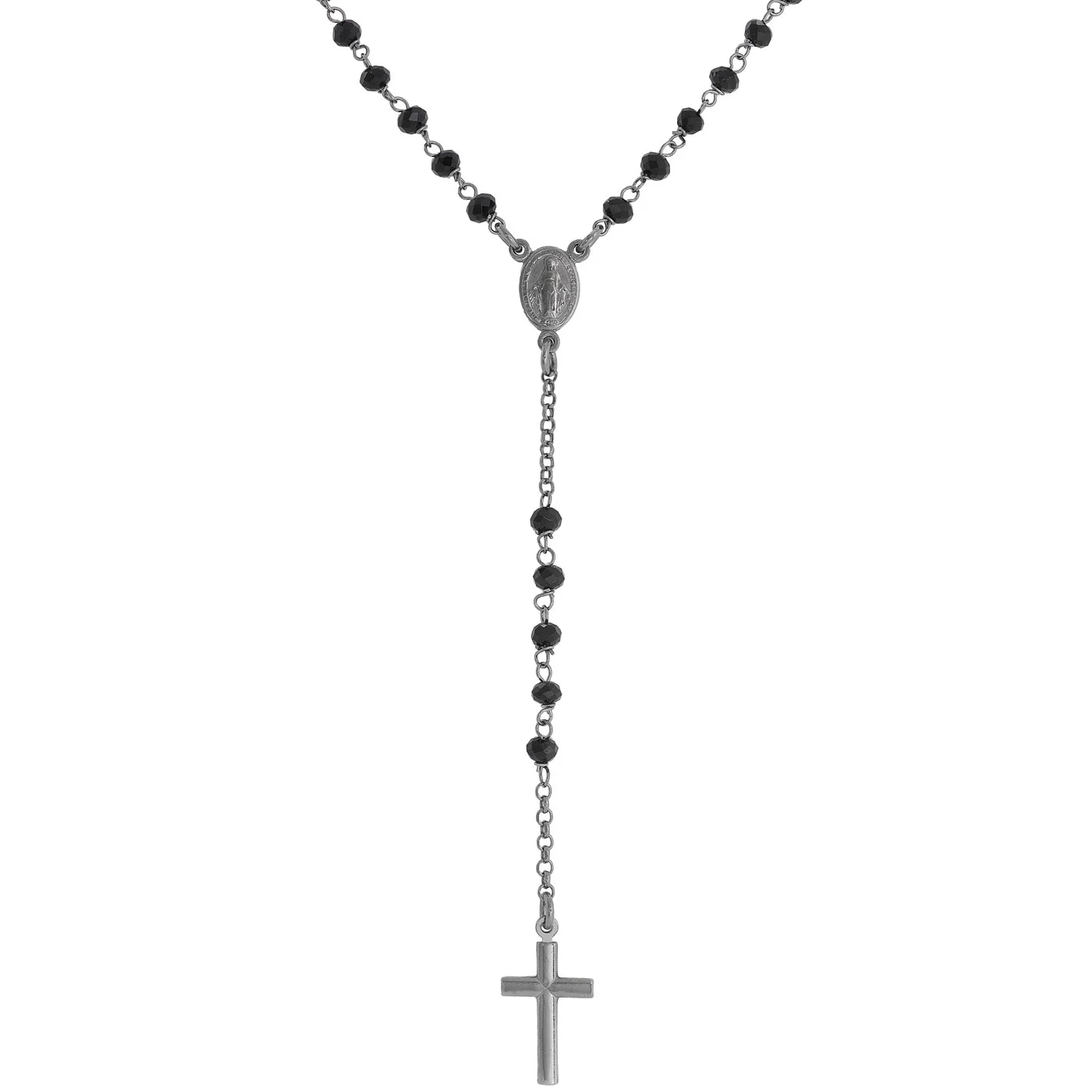 Rosary. Sterling silver 925 and black crystal.  AMEN