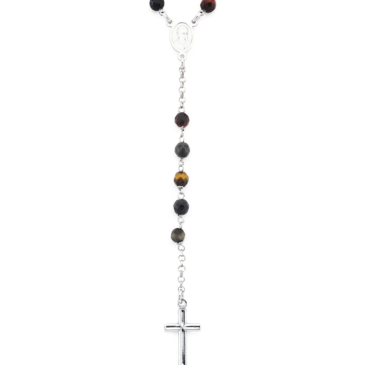 Rosary. Sterling silver 925 and tiger’s-eyes.  AMEN